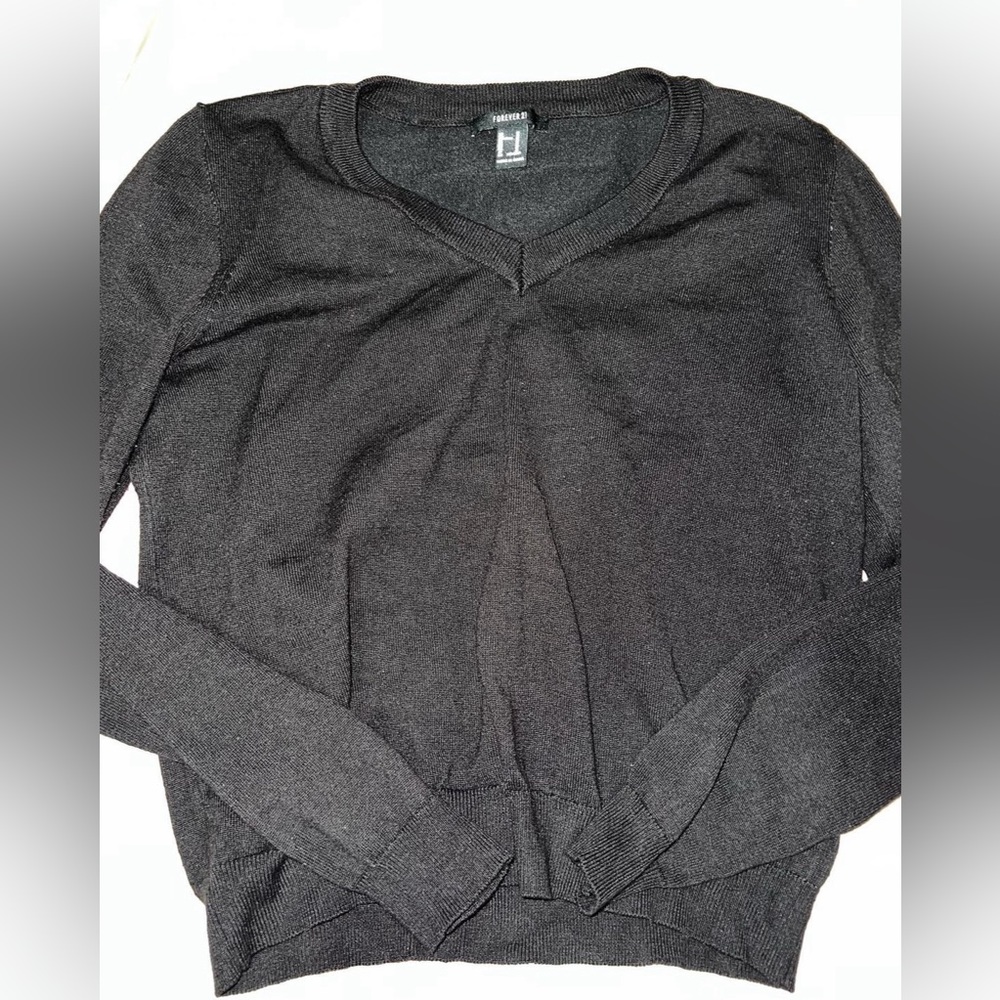 Forever 21 Black V-neck Long Sleeve